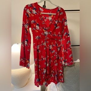 Red floral dress